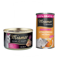 Miamor Feine Filets konzerva v želé 6 x 100 g + Miamor Vitaldrink 185 ml - kuře & rýže v želé