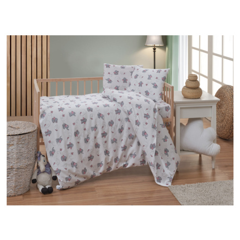 Krepové dětské povlečení 140x200, 70x90cm Slůně šedé