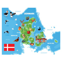 Ilustrace Denmark Travel Maps, drmakkoy, 40 × 30 cm