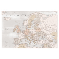 Mapa Detailed map of Europe in rustic style, Blursbyai, 40 × 26.7 cm