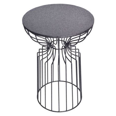 Estila Industriální kulatý příruční stolek Esme s designovou podstavou z tvarovaných kovových ty