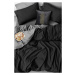 Černo-šedé bavlněné povlečení na dvoulůžko/prodloužené s prostěradlem 200x220 cm – Mila Home