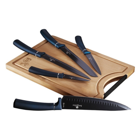 BERLINGERHAUS Sada nožů s nepřilnavým povrchem + prkénko 6 ks Aquamarine Metallic Line BH-2553