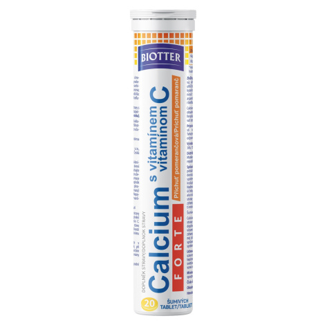 Biotter Calcium s vitamínem C FORTE pomeranč - šumivé tablety 20ks