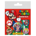 CurePink Set 5 Placek Nintendo Super Mario průměr 2,5 cm a 3,8 cm
