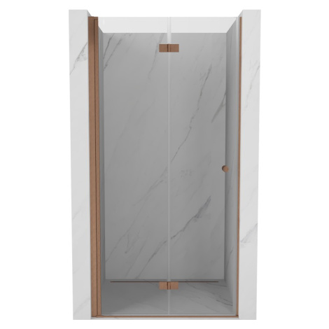 MEXEN MIST dveřní část zalamovací 80x200 cm 6mm měď kartáčovaná, čirá, levé 8A6-080-000-65-00-L