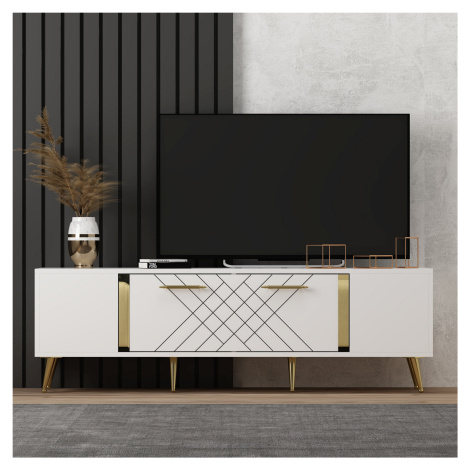 Televizní stolek DETAS bílý zlatý Asir