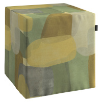 Dekoria Sedák Cube - kostka pevná 40x40x40, geometrický vzor zelená hnědá, 40 x 40 x 40 cm, Vint