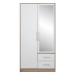 Šatní skříň Smart SR3 Dveře: Dub sonoma / Bílá, Varianta: Se zrcadlem