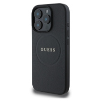 Zadní kryt Guess PU Grained Classic Logo MagSafe pro Apple iPhone 16 Pro, černá