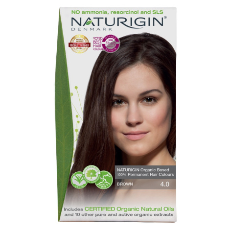 NATURIGIN Organic Based 100% Permanent Hair Colours Brown 4.0 barva na vlasy 115 ml