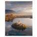 Fotografie Aerial view of lake Bled church, Slovenia, Marco Bottigelli, 30 × 40 cm