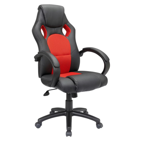 Herní židle SPERO — ekokůže, látka, černá/červená