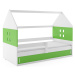 BMS Dětská postel domeček DOMI 1 | bílá s úložným prostorem Barva: bílá / zelená