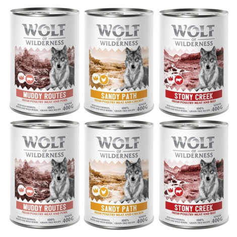 Wolf of Wilderness míchaná balení - 10 % sleva - Senior 6 x 400 g - se spoustou čerstvé drůbeže 