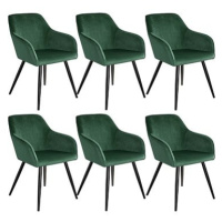 6× Židle Marilyn sametový vzhled černá, tmavě zelená/černá