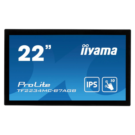 22" iiyama TF2234MC-B7AGB: IPS, FullHD, capacitive, 10P, 350cd/m2, VGA, HDMI, DP, IP65, černý