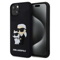 Karl Lagerfeld 3D Rubber Karl and Choupette kryt iPhone 15 černý