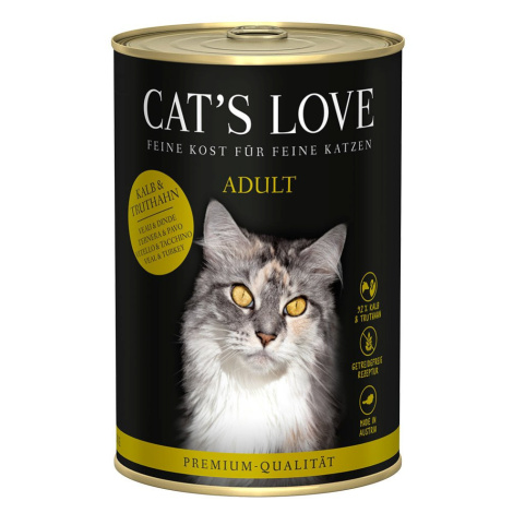 Cat's Love čisté telecí a krocaní maso 6 × 400 g