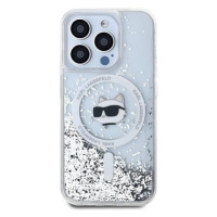 Karl Lagerfeld Liquid Glitter Choupette Head MagSafe Zadní Kryt pro iPhone 15 Pro Max Transparen