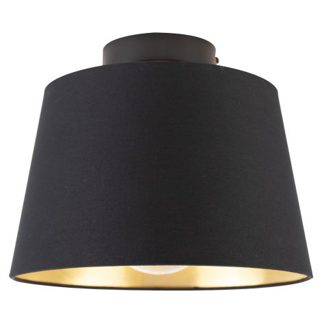 Stropní lampa s bavlněným stínidlem černá se zlatem 25 cm - černá Combi QAZQA
