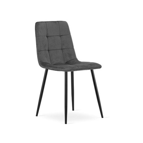 TEXTILOMANIE Tmavě šedá sametová židle Kara s černými nohami