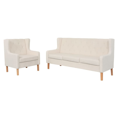 vidaXL Sedací souprava 2 kusy textil krémově bílá