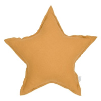 Cotton & Sweets Mini lněný polštář hvězda karamelová 36 cm