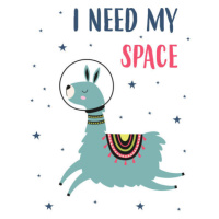 Ilustrace card of llama and space, vector illustration, MaksimYremenko, 30 × 40 cm