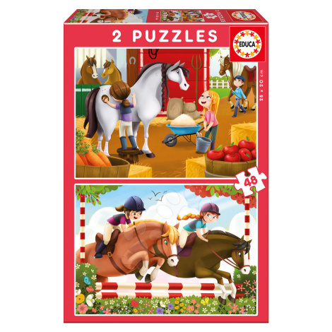 Educa dětské puzzle Závody koníků 2x48 dílů 17150