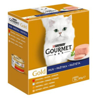 Gourmet Gold Paštiky pro kočky s hovězím, tuňákem, játry a krůtím 8 × 85 g