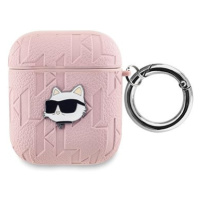 Karl Lagerfeld PU Embossed Choupette Head Pouzdro pro AirPods 1/2 Pink