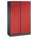 C+P Skříň s posuvnými dveřmi ASISTO, výška 1617 mm, šířka 1000 mm, černošedá/ohnivě červená