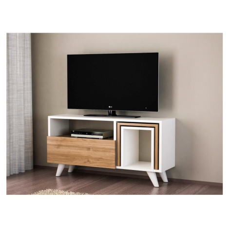 TV stolek NOVELLA 51x90 cm bílá/hnědá Donoci