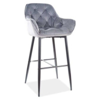 Casarredo Barová čalouněná židle BERI velvet šedá/černá