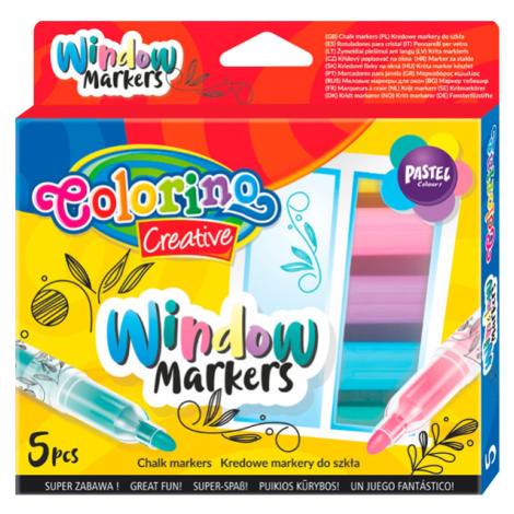 Křídové popisovače na sklo Colorino - pastelové odstíny, sada 5 barev