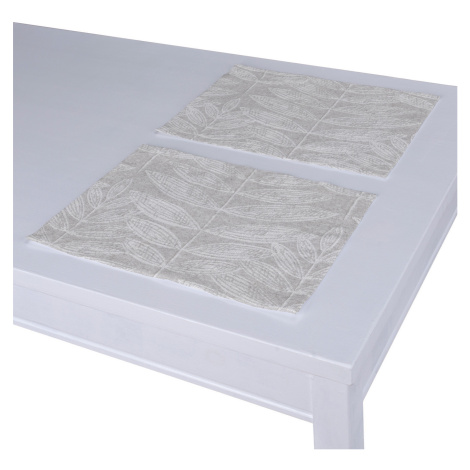 Dekoria Prostírání 2 kusy podle látek, bílé listy na šedém pozadí , 30 x 40 cm, Sunny, 143-84