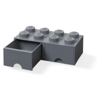 LEGO úložný box 8 s šuplíky - tmavě šedá