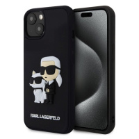 Pouzdro Karl Lagerfeld 3D Rubber Karl and Choupette zadní kryt Apple iPhone 14 Black