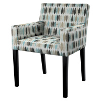 Dekoria Potah na židli Nils, oválky odstíny černé, hnědo-šedé a modré na světlém podkladu, židle