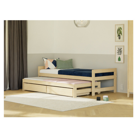 Benlemi Jednolůžková postel SIMPLY 90x200 3v1 s přistýlkou a 2 úložnými šuplíky Zvolte barvu: Ša