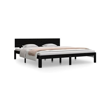 Rám postele černý masivní dřevo 180 × 200 cm Super King, 810514 SHUMEE