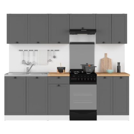 Kuchyně JAMISON 180/230 cm bez pracovní desky, bílá/grafit Brw
