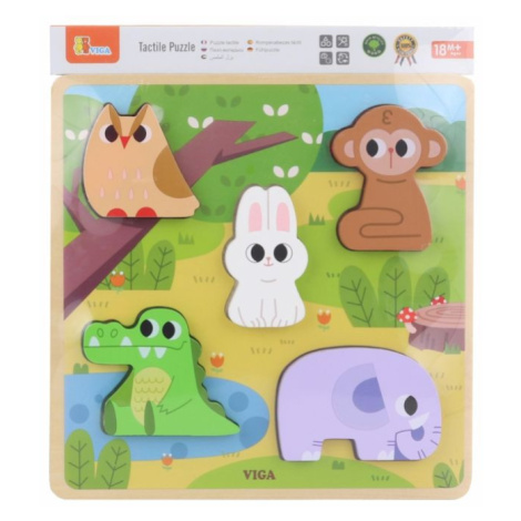 Viga Dřevěná vkládačka - divoká zvířátka