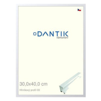 DANTIK rámeček 30 × 40, ALU profil 7003 Bílý matný plexi čiré