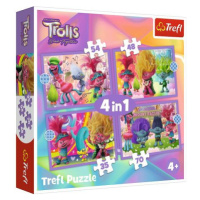 Puzzle 4v1 Dobrodružství barevných trollů Trollové 3 34622 Trefl