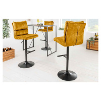 LuxD Designová barová otočná židle Frank hořčičný samet