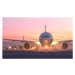 Ilustrace Airplanes taxiing on runway at sunset, Colin Anderson Productions pty ltd, 40 × 24.6 c