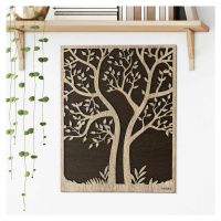 Dřevěná dekorace do bytu - strom v rámu