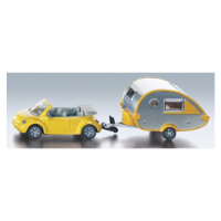 SIKU Model VW Brouk Cabrio s karavanem